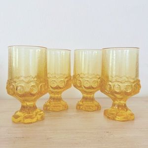Set of 4 Vintage Tiffin Franciscan Madeira Cornsilk Yellow Glasses